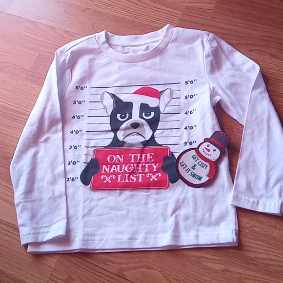 NFS.        kids, boys,  girls unisex XMAS  shirt, mug shot, naughty list. SZ 4 - Picture 2 of 6